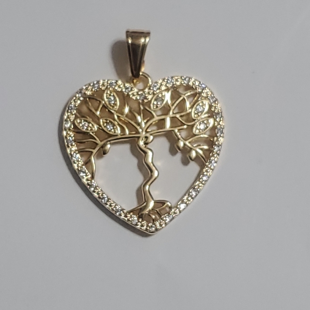 Gold Heart Tree Pendant Necklace